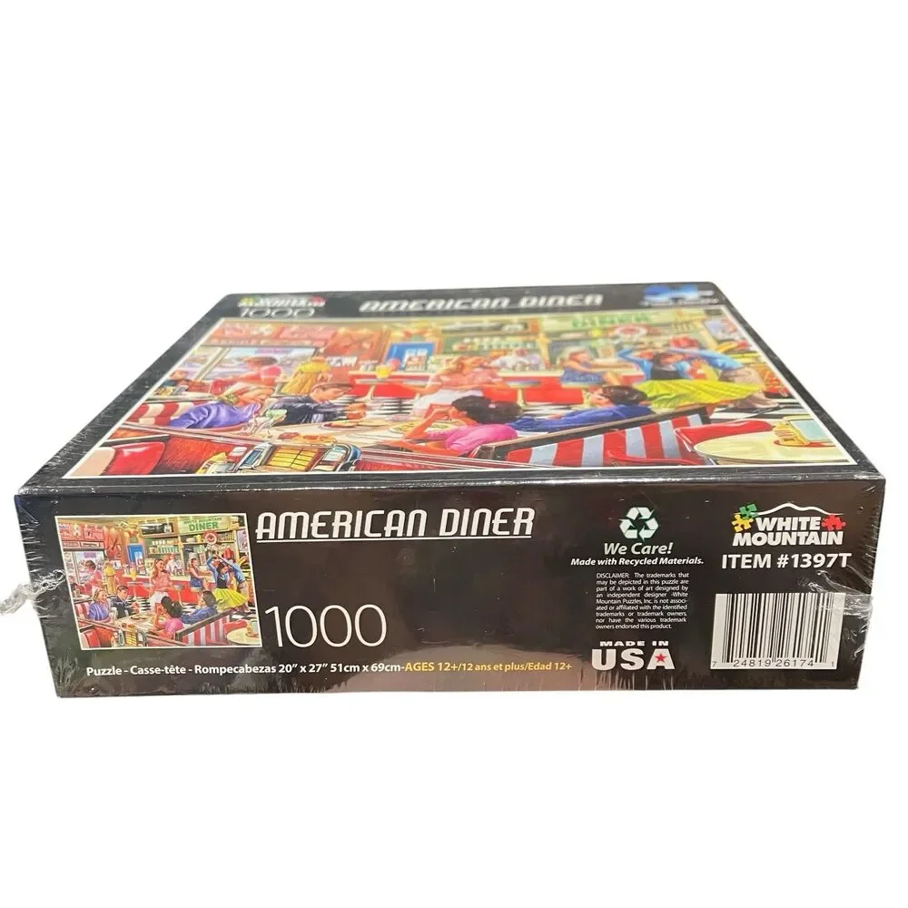 Retro American Diner Jigsaw Puzzle 1000 Pc 50s White Mountain Gift Collectible